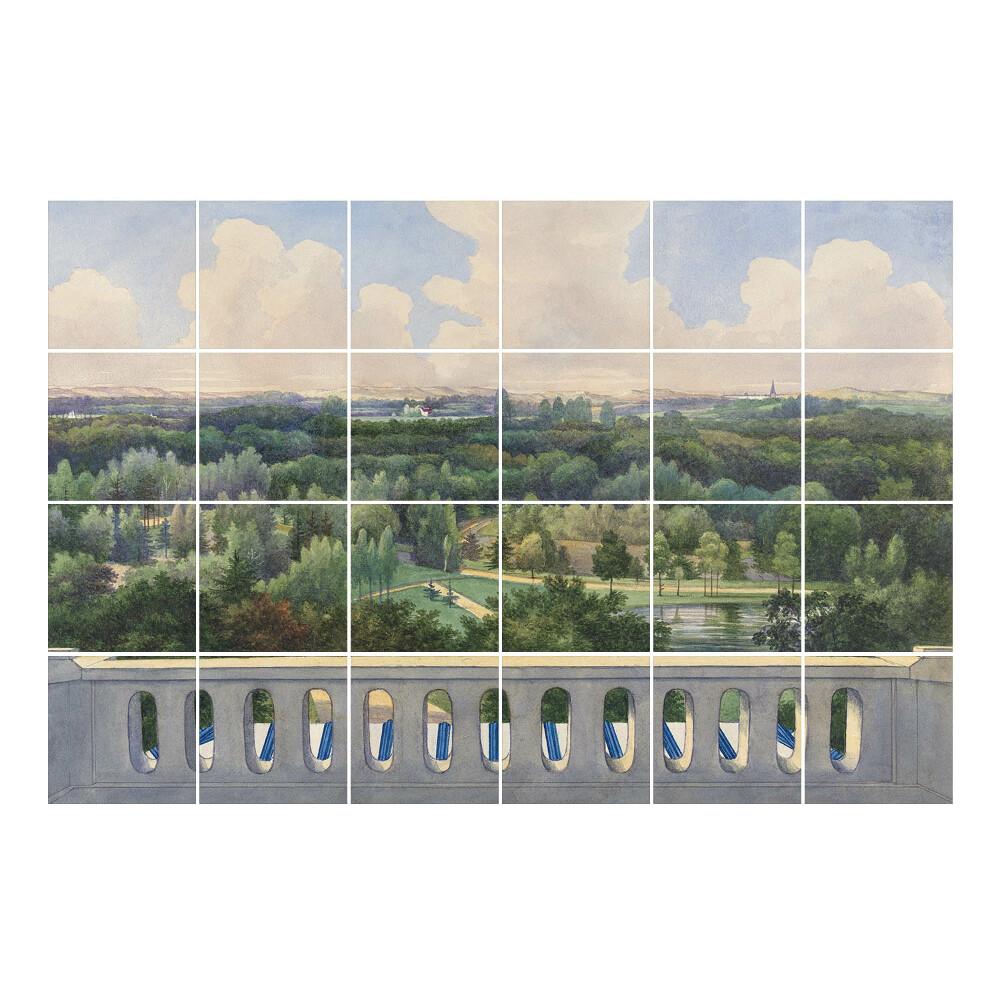 Samolepka na dlaždice Výhled do parku z terasy