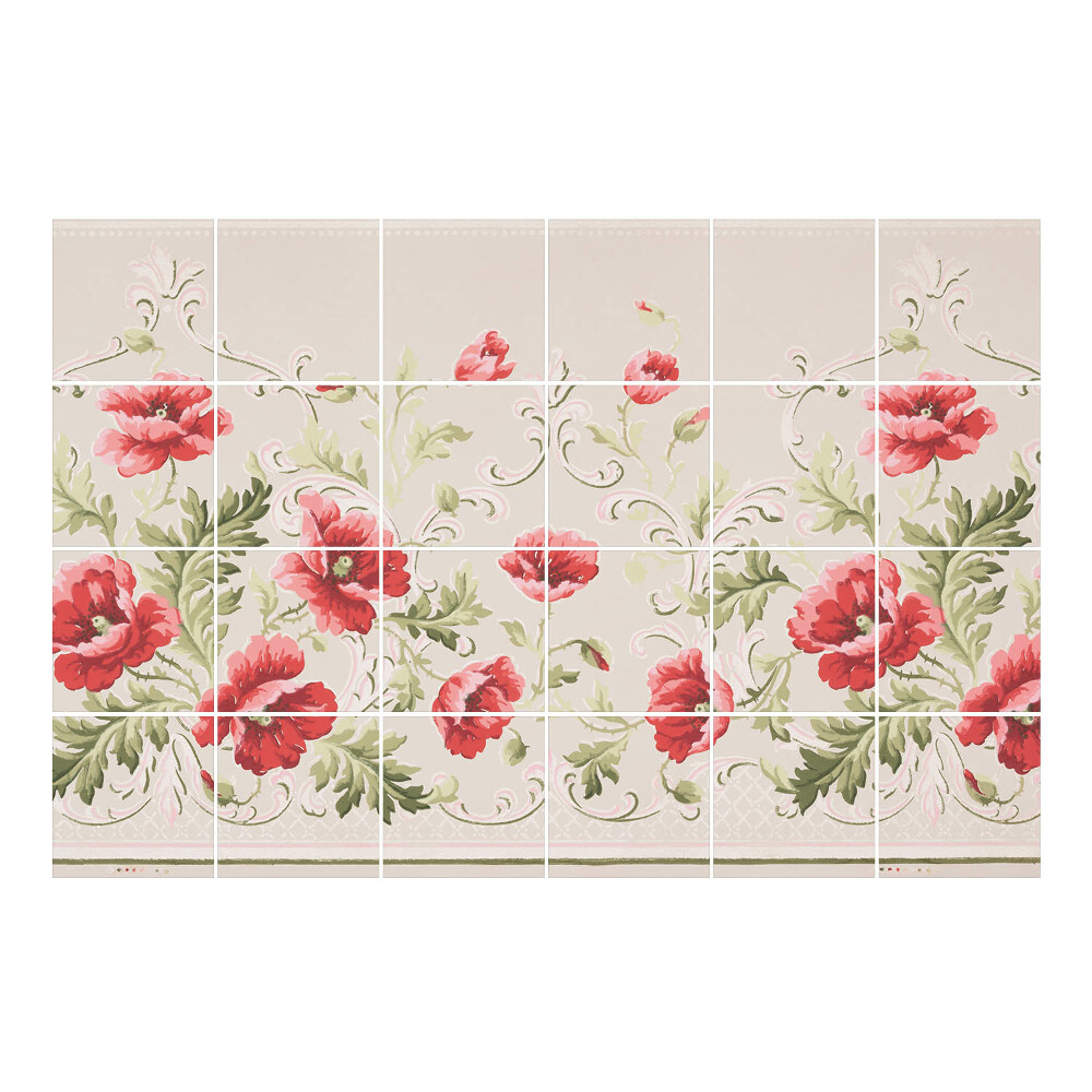 Samolepka na dlaždice Květinový motiv s máky