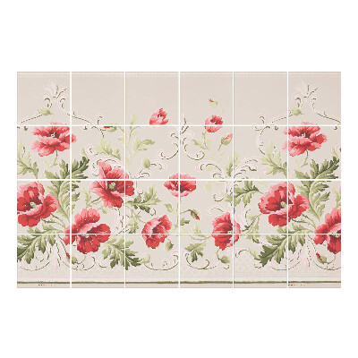 Samolepka na dlaždice Květinový motiv s máky