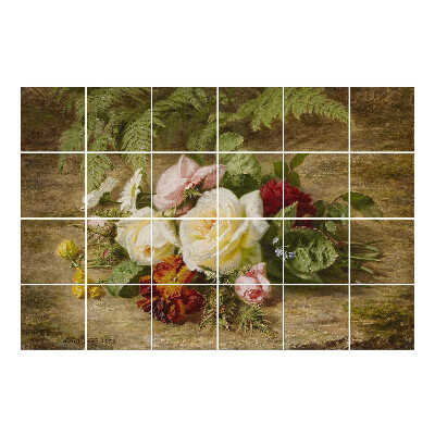 Samolepka na dlaždice Květinová kytice na pozadí