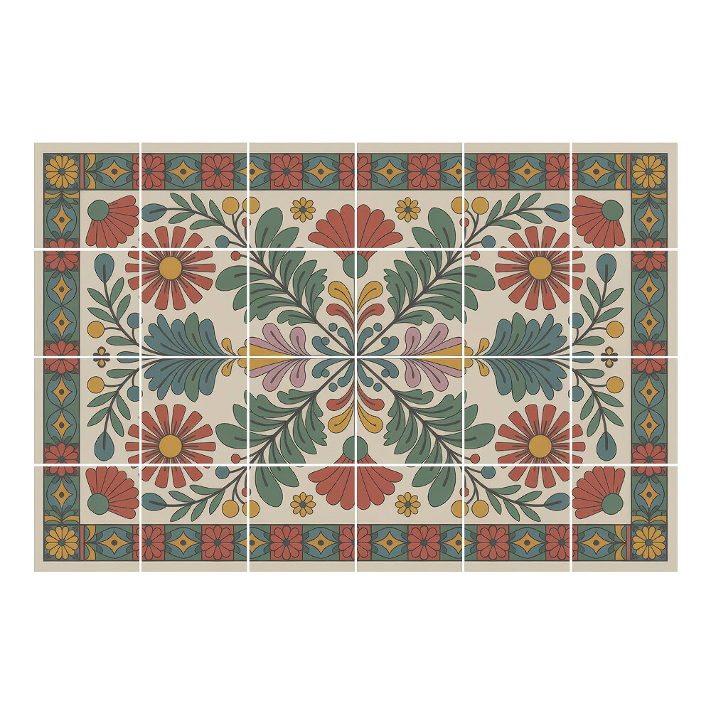 Nálepka na dlaždice Květinový ornament s listy