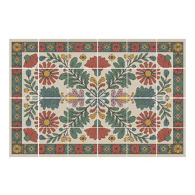 Nálepka na dlaždice Květinový ornament s listy