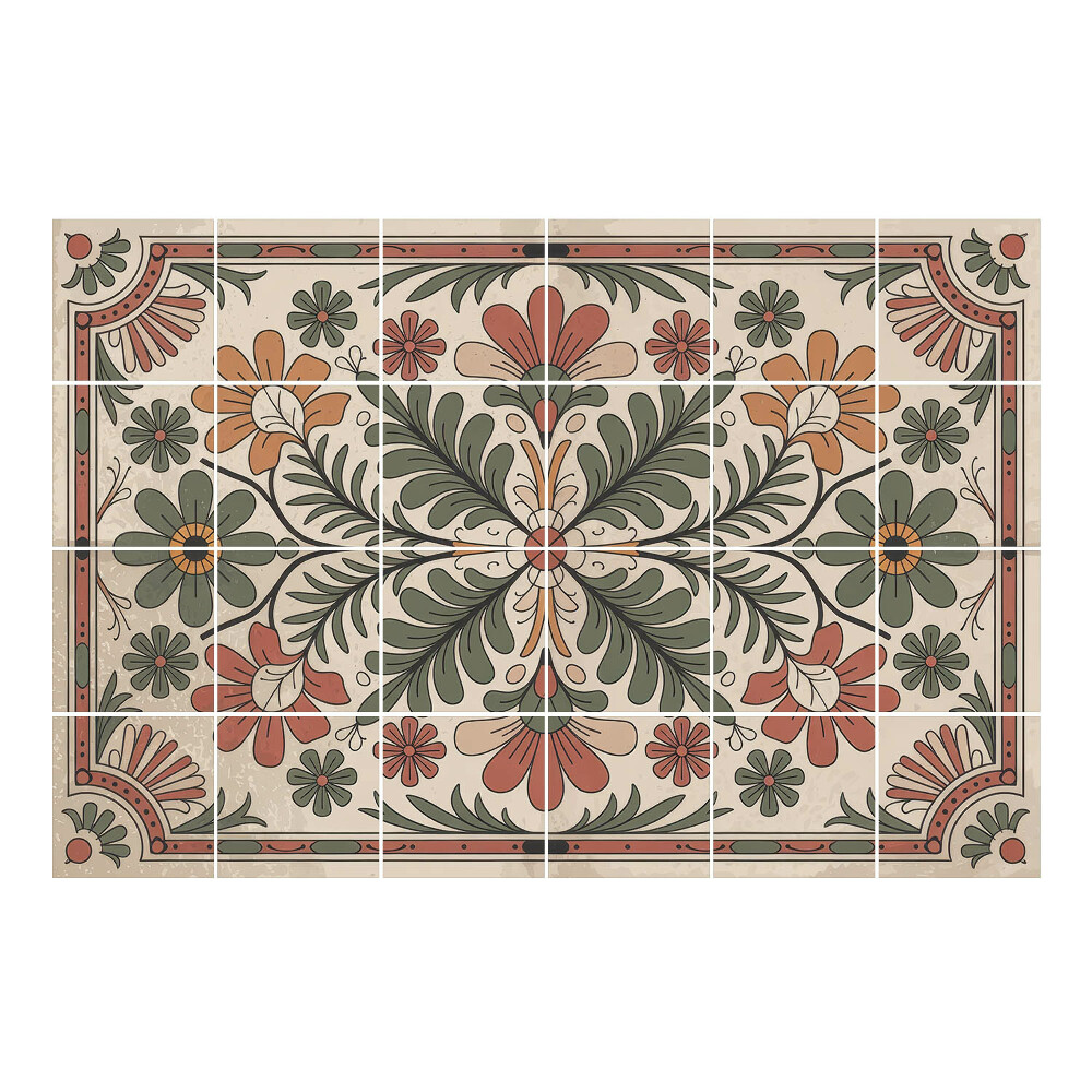 Samolepka na dlaždice Květinový ornament s listy