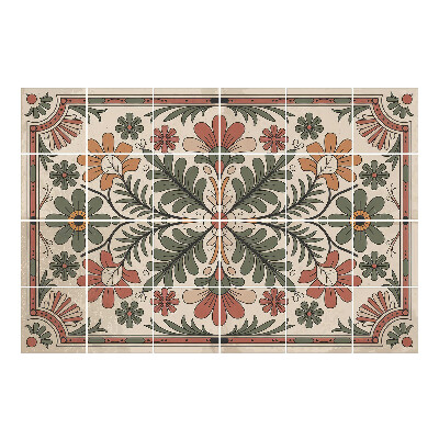 Samolepka na dlaždice Květinový ornament s listy