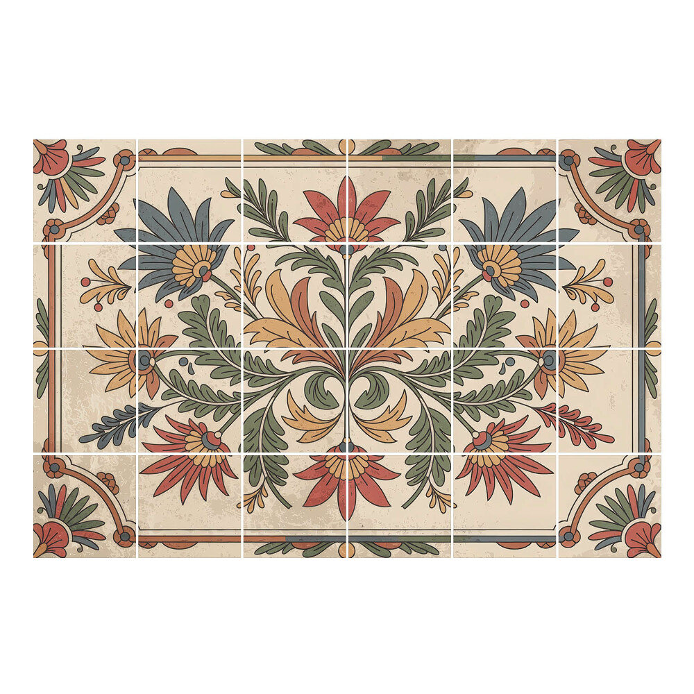 Samolepka na dlaždice Květinový ornament s listy