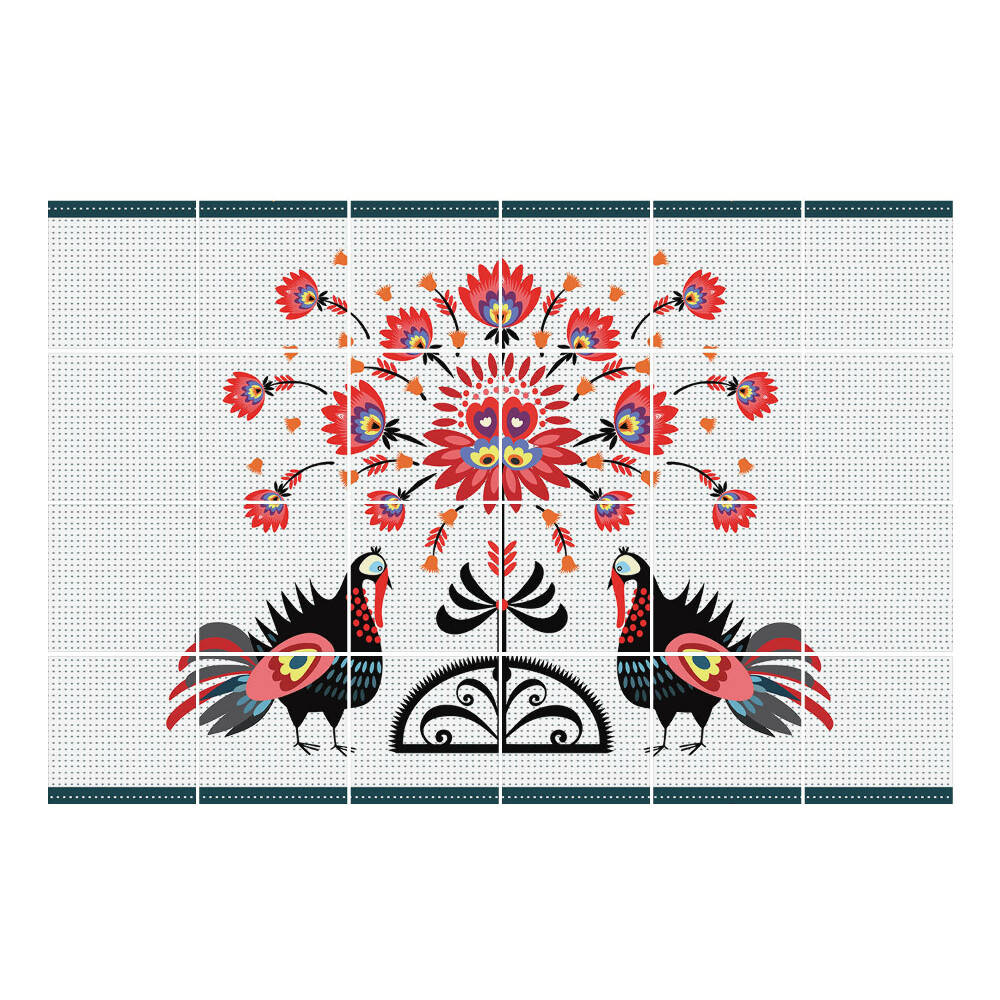 Nálepka na dlaždice Květinový motiv s ptáky