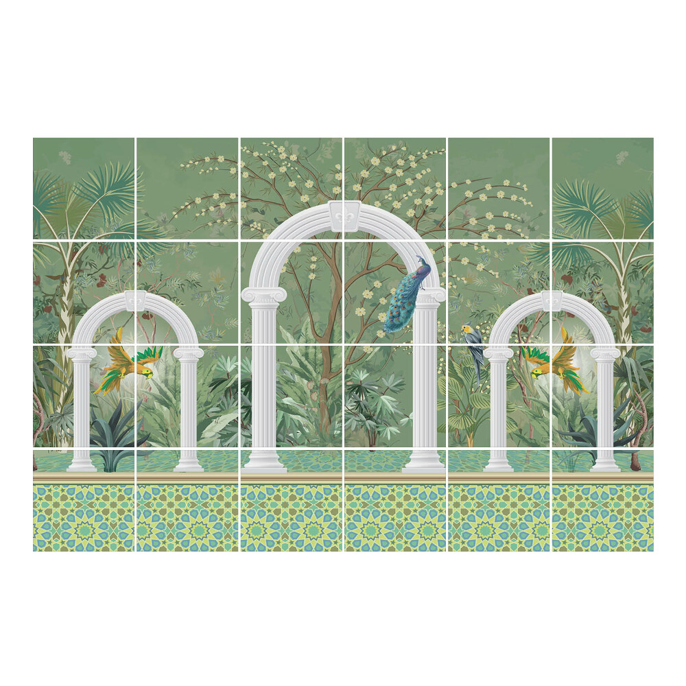 Nálepka na dlaždice Oblouky tropické džungle