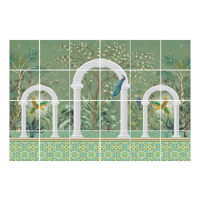 Nálepka na dlaždice Oblouky tropické džungle