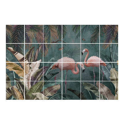 Nálepka na dlaždice Plameňáci v tropech