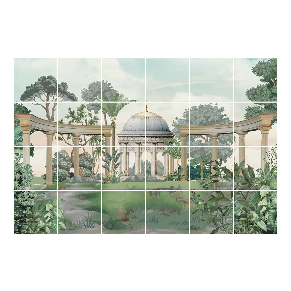 Samolepka na dlaždice Zahrada se sloupy