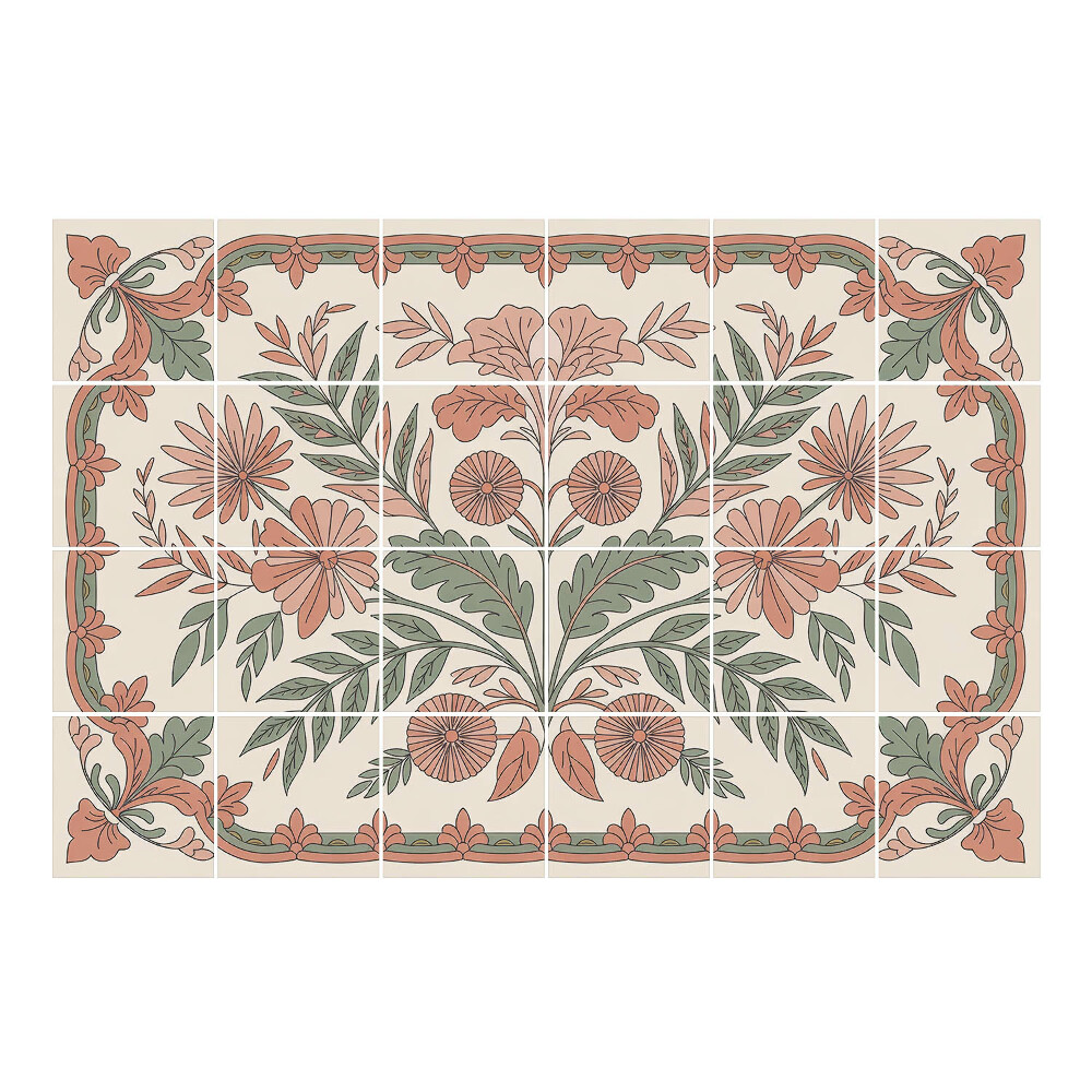 Nálepka na dlaždice Květinový ornament s listy