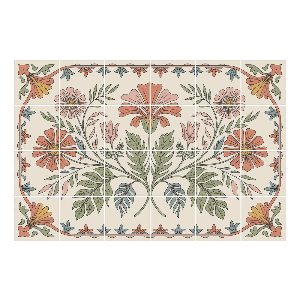 Nálepka na dlaždice Květinový motiv s listy