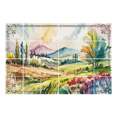 Samolepka na dlaždice Malebná horská krajina