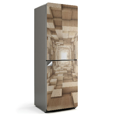 Samolepicí tapeta na lednici Uspořádání dřevěných bloků