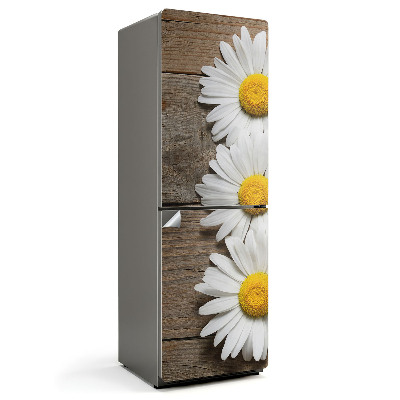 Tapeta na lednici Květinové akcenty na dřevěném povrchu