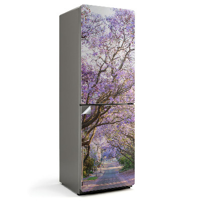 Samolepicí tapeta na lednici Kvetoucí alej stromů