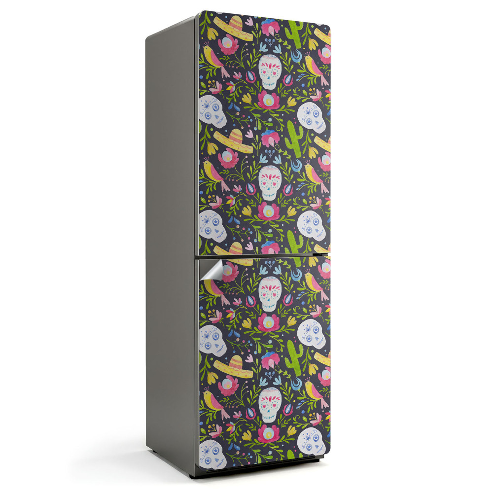 Samolepka na lednici Motiv lebek mezi vegetací