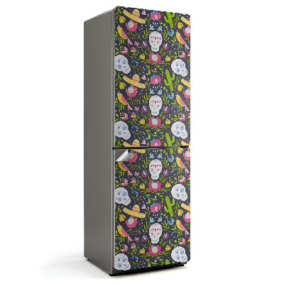 Samolepka na lednici Motiv lebek mezi vegetací