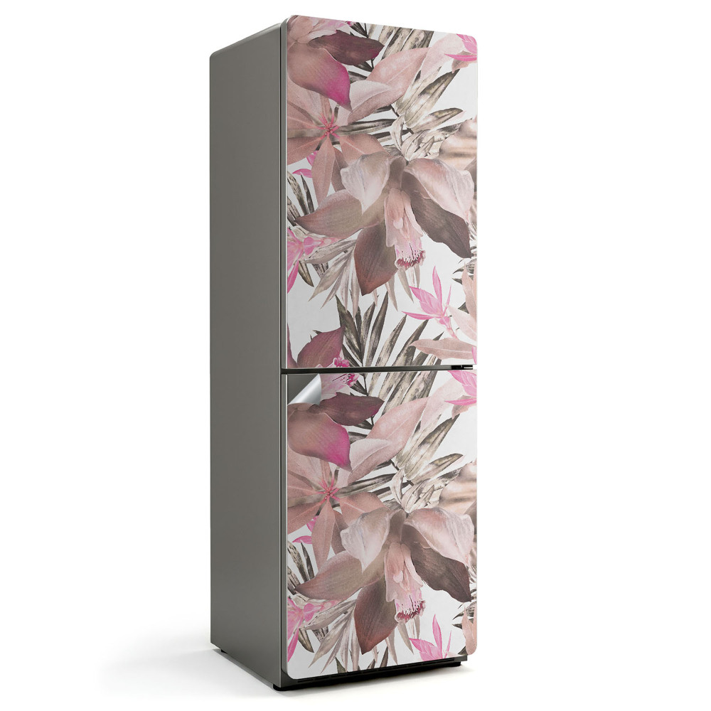 Tapeta na lednici Květinový motiv se zelenými listy