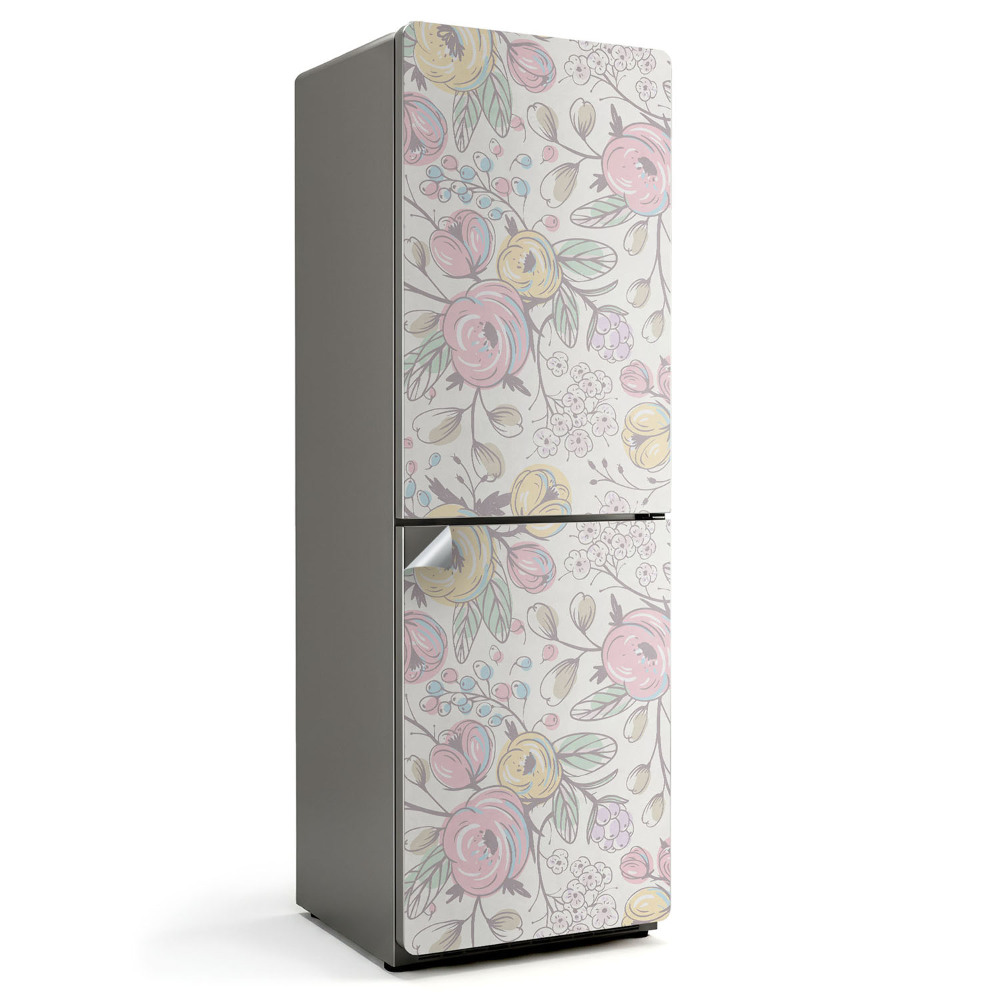 Tapeta na lednici Květinový motiv v jemných odstínech