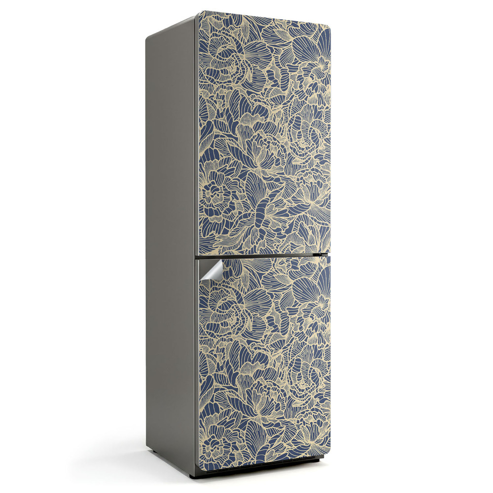 Samolepka na lednici Květinový motiv s geometrickými liniemi