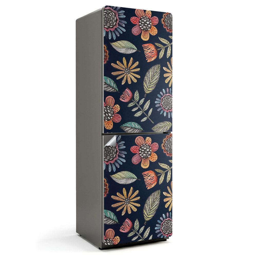 Samolepka na lednici Květinový motiv se zelenými listy