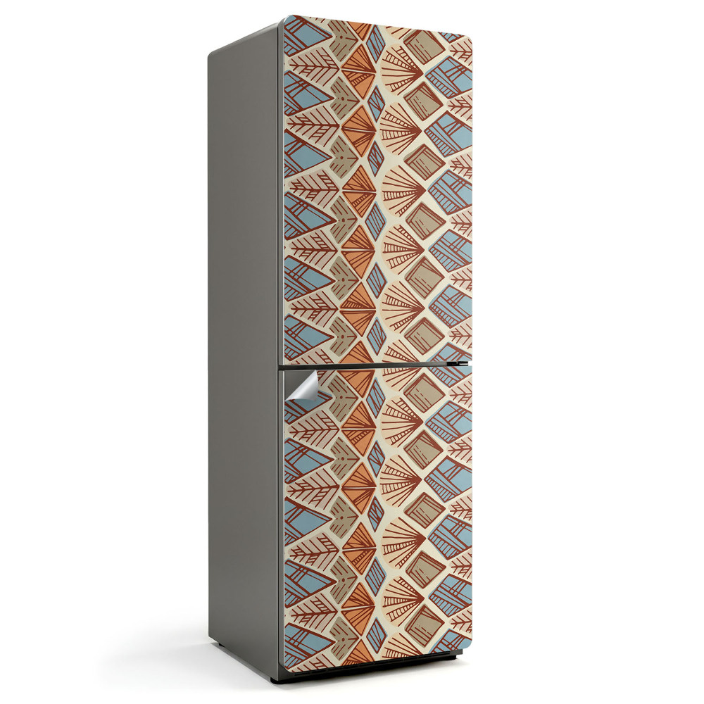 Fólie na lednici Etnické tvary v geometrické verzi