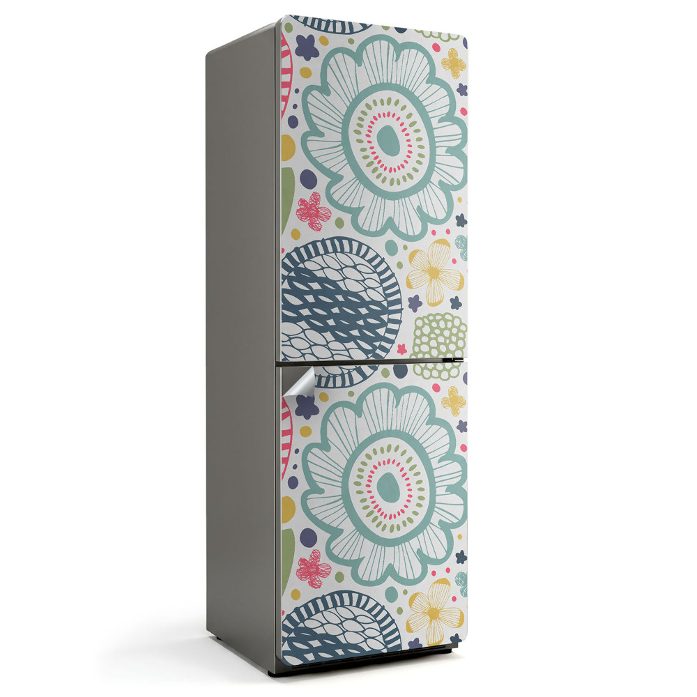 Samolepicí tapeta na lednici Květinový a geometrický vzor