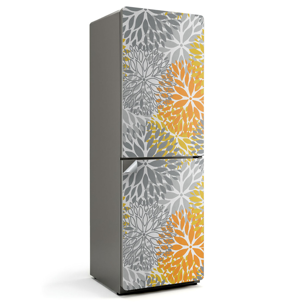 Samolepicí tapeta na lednici Rostlinné motivy v geometrických tvarech