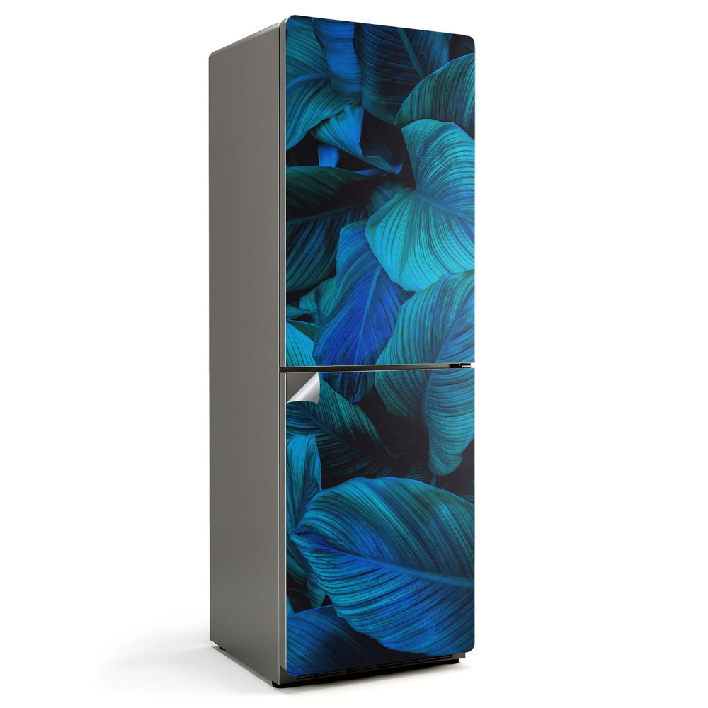 Samolepicí tapeta na lednici Modré listové motivy