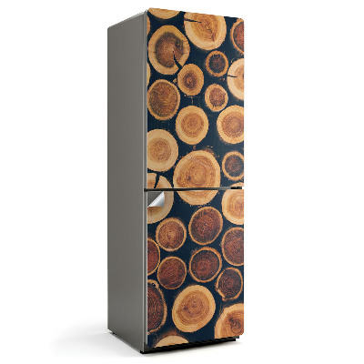 Samolepicí tapeta na lednici Vzory průřezu přírodního dřeva