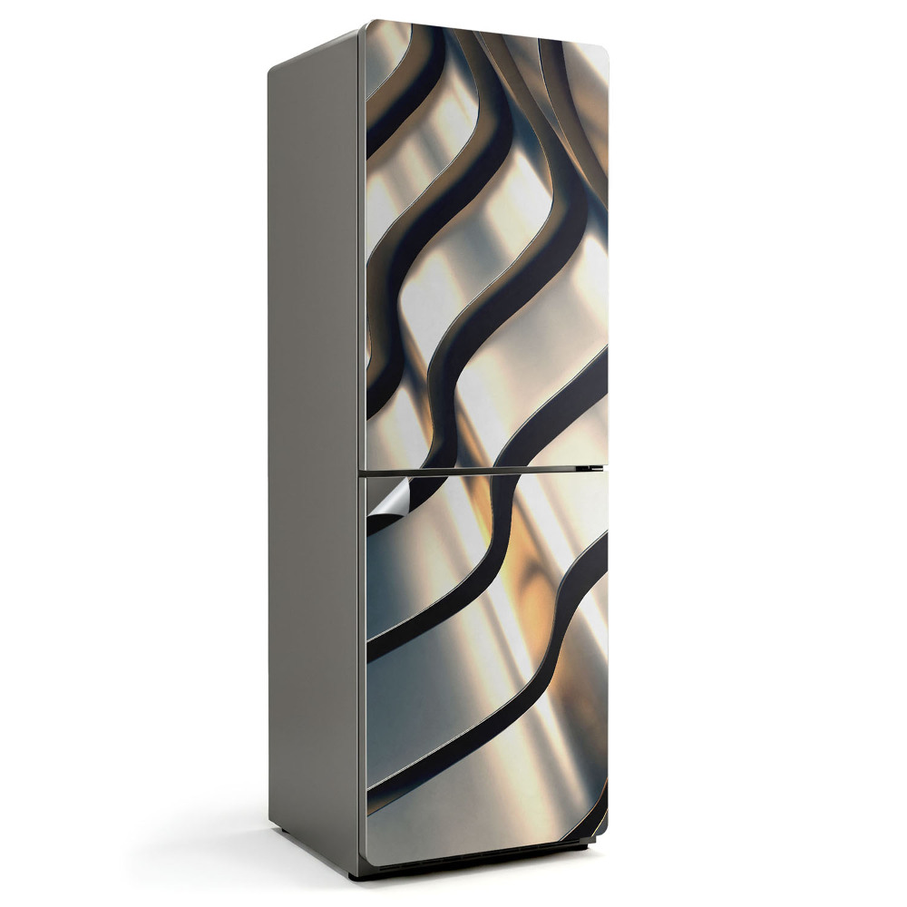 Samolepicí tapeta na lednici Vlny kovové struktury