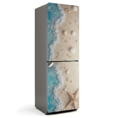 Samolepicí tapeta na lednici Plážové mušle a vlny