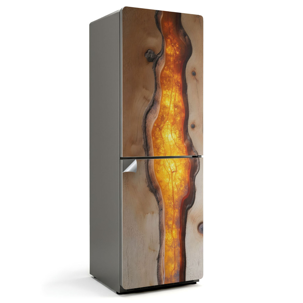 Tapeta na lednici Dřevěný vzor s pryskyřičnými akcenty