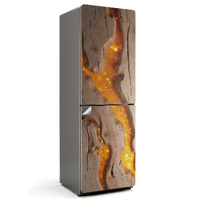 Samolenicí tapeta na lednici Přírodní dřevěný vzor s pryskyřicí