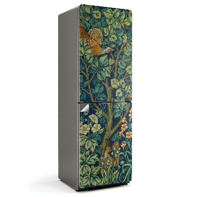 Samolepka na lednici Lesní krajina s divokou zvěří