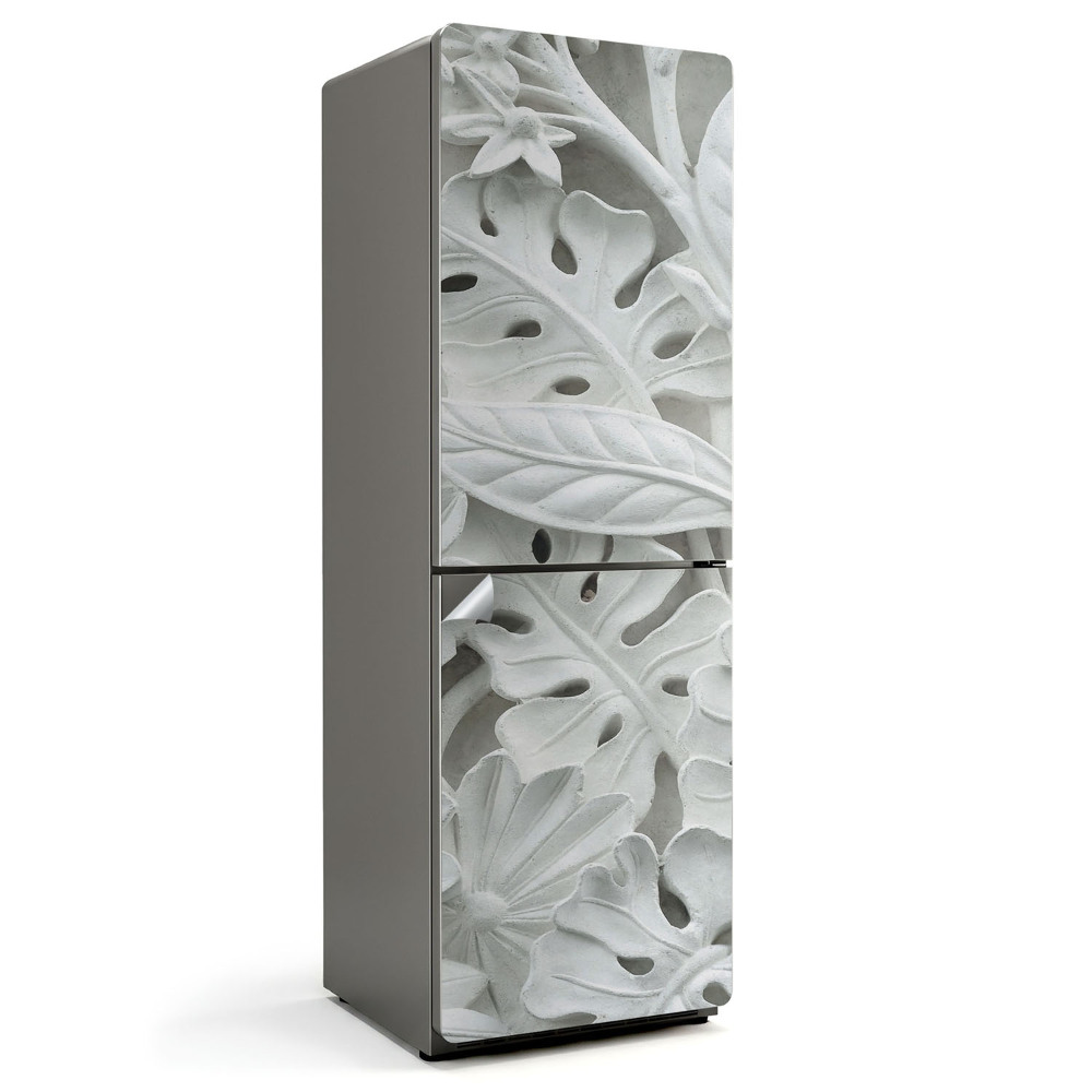 Samolepicí tapeta na lednici Trojrozměrný motiv listů a květin