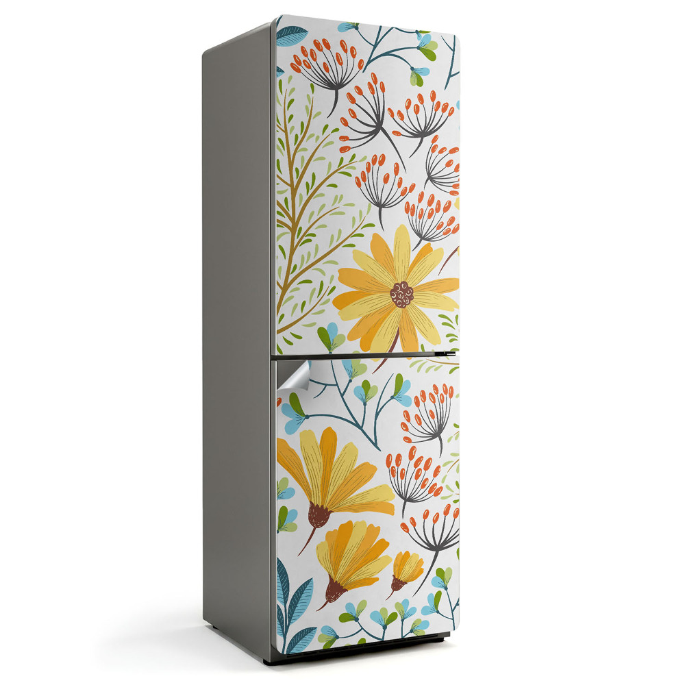 Fólie na lednici Květiny na světlém pozadí