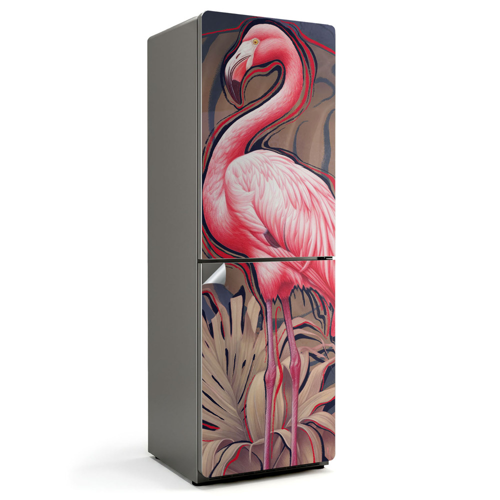 Fólie na lednici Tropický plameňák v elegantním stylu