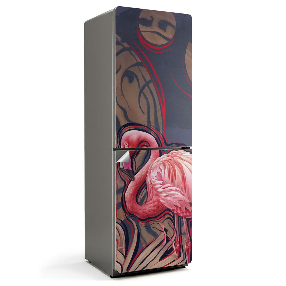 Samolepicí tapeta na lednici Tropický vzor s plameňáky