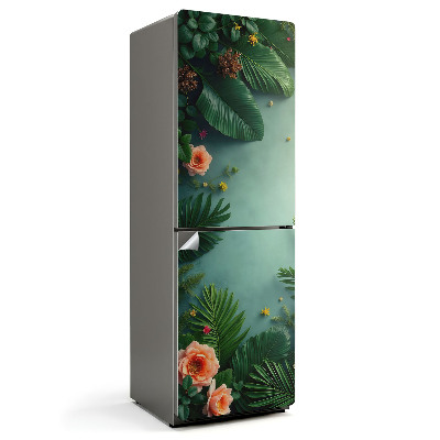 Tapeta na lednici Květy se zelenými listy