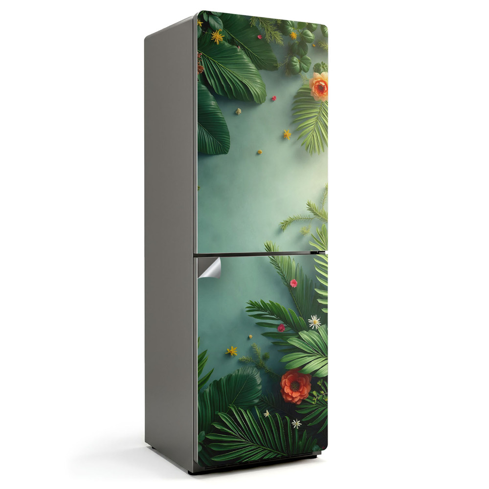 Tapeta na lednici Exotické listy a květy