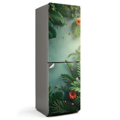 Tapeta na lednici Exotické listy a květy