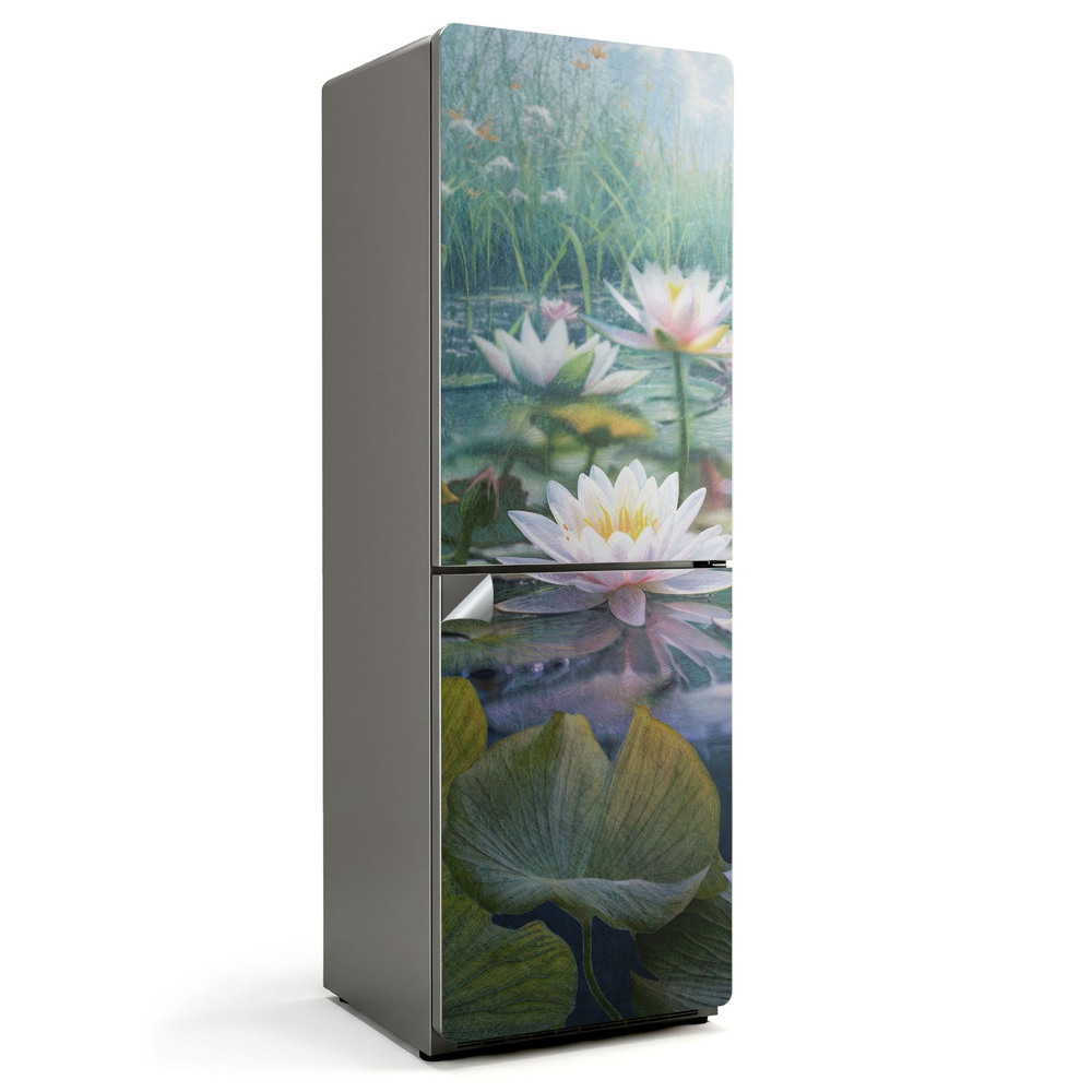 Samolepicí tapeta na lednici Květiny na vodní hladině