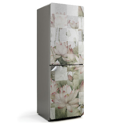 Samolepicí tapeta na lednici Květinové šachy v lila stylu