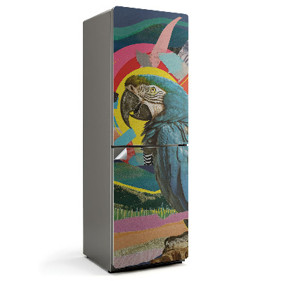 Samolepicí tapeta na lednici Papoušek v abstraktním stylu