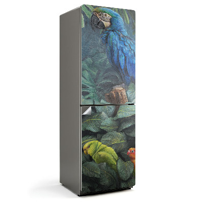 Samolepka na lednici Tropických papoušků v zelené džungli