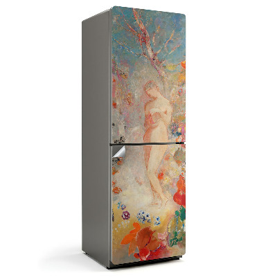 Samolepka na lednici Květinová silueta obklopená přírodou