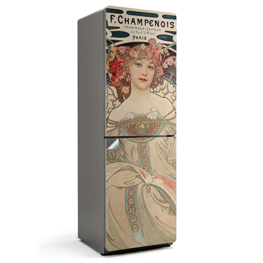 Samolepicí tapeta na lednici Portrét ženy od Alfonse Muchy