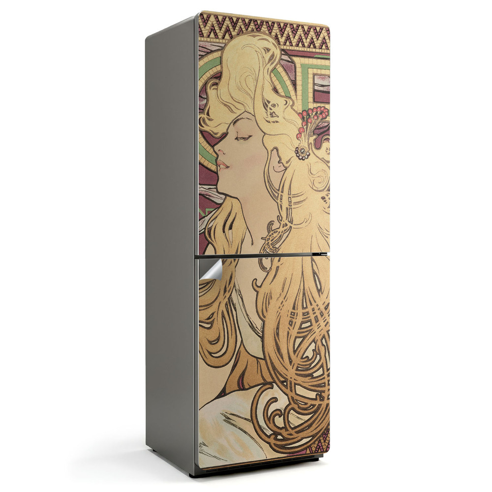 Tapeta na lednici Žena ve stylu Alfonse Muchy